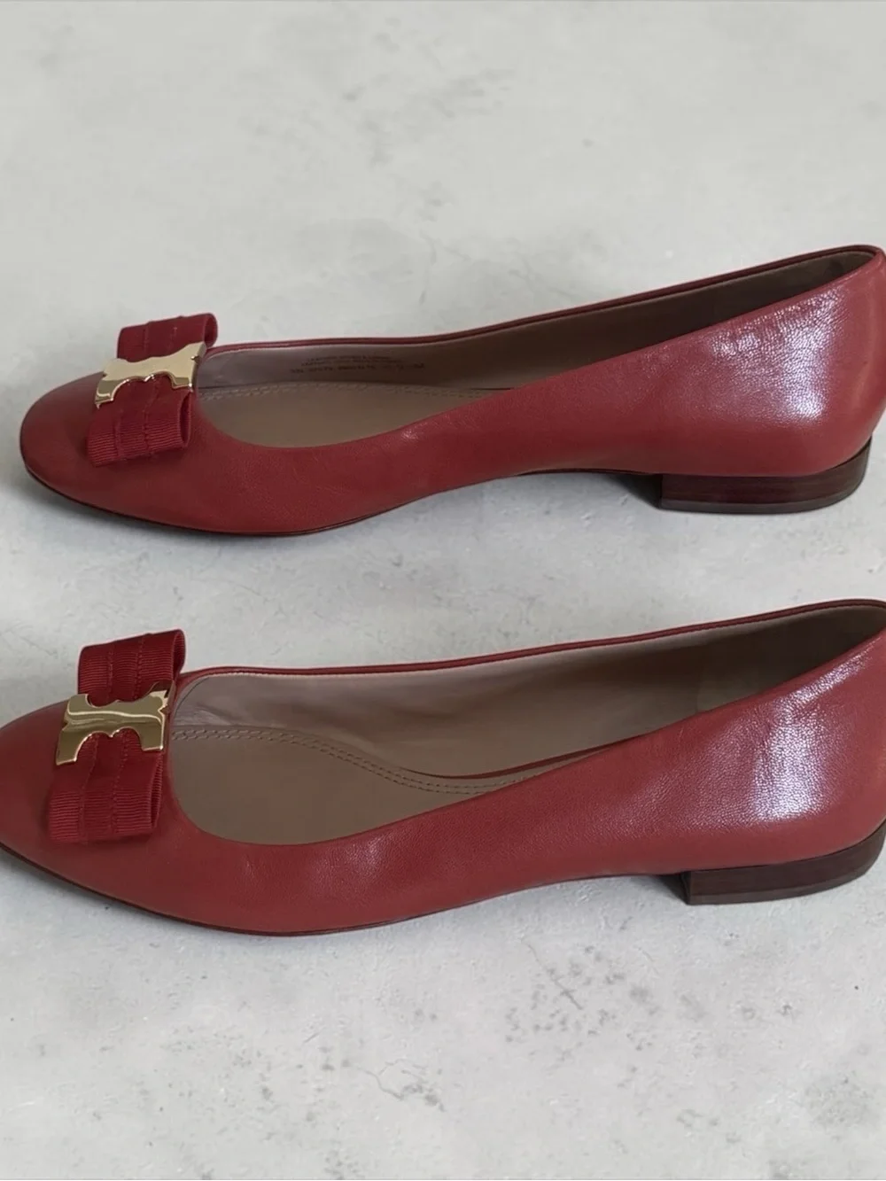Tory Burch Liana Red Leather Ballet Flats with Ribbon Accent! Size 9.5